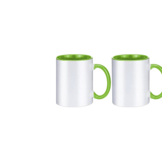 Green and white mug